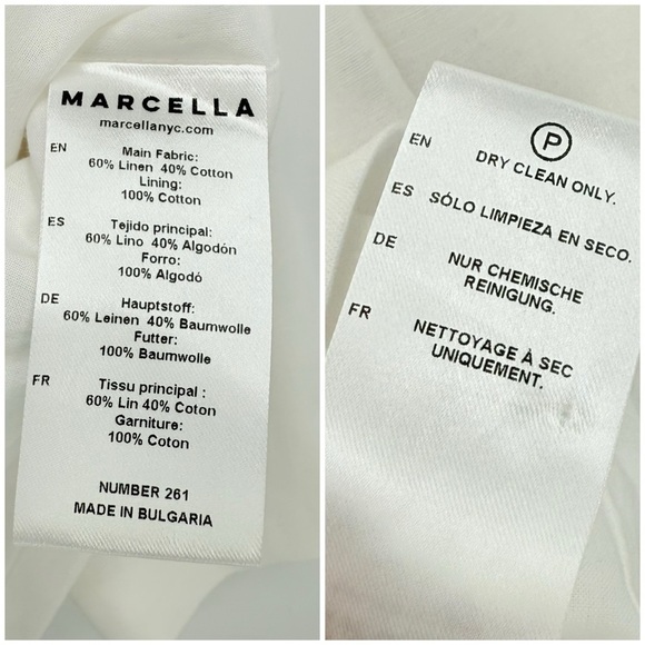 Marcella New York White Linden Linen Cotton Relaxed Fit Double Breasted Blazer M - Picture 13 of 16